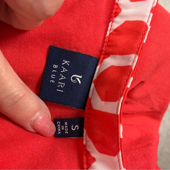 Kaari Blue, sleeveless top, red/white, S. - Picture 3 of 5